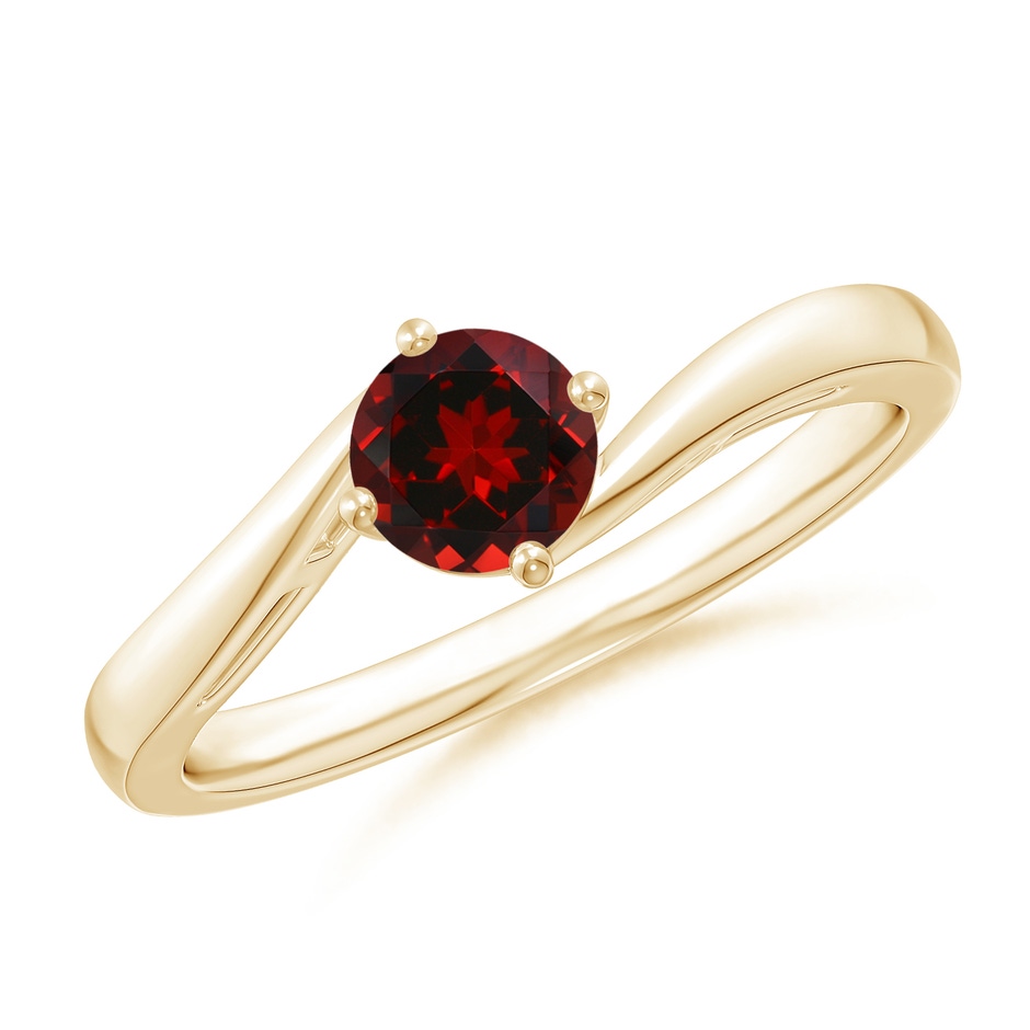 5mm AAAA Classic Round Garnet Solitaire Bypass Ring in 18K Yellow Gold 