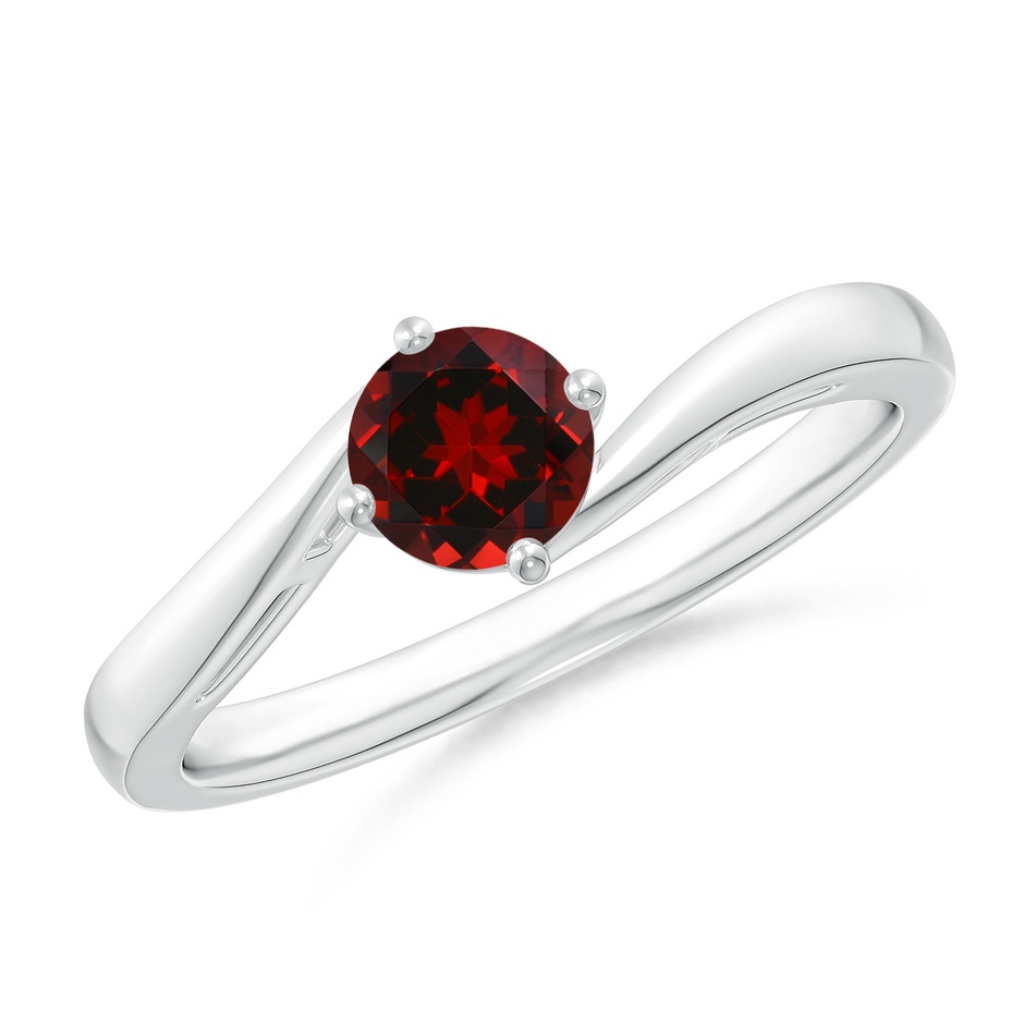 5mm AAAA Classic Round Garnet Solitaire Bypass Ring in P950 Platinum 
