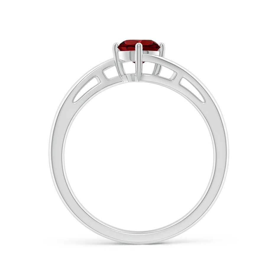 5mm AAAA Classic Round Garnet Solitaire Bypass Ring in P950 Platinum side 199