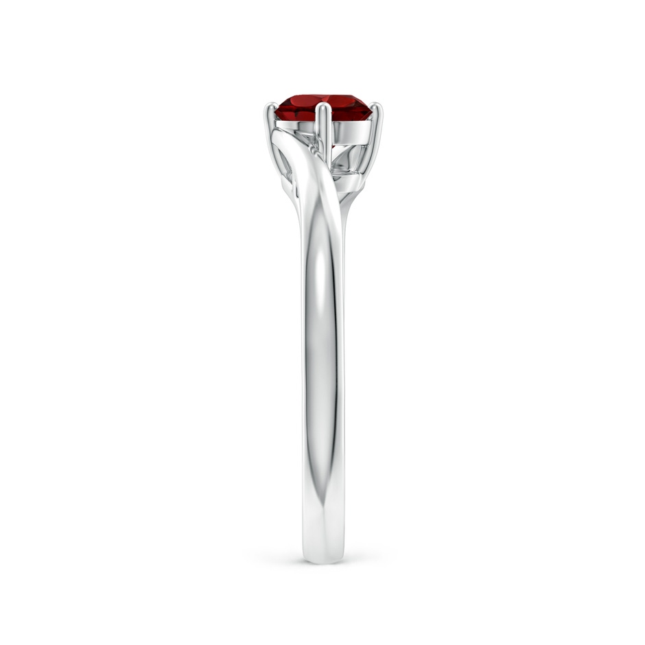 5mm AAAA Classic Round Garnet Solitaire Bypass Ring in P950 Platinum side 299
