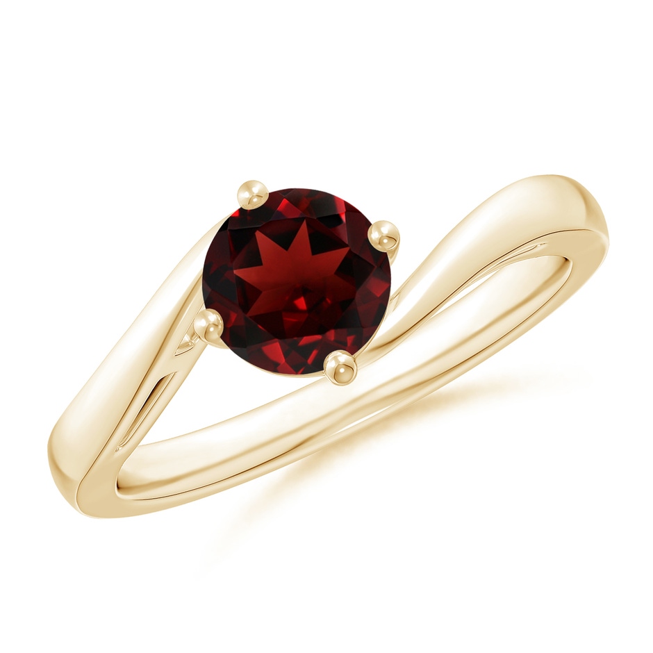 6mm AAA Classic Round Garnet Solitaire Bypass Ring in 18K Yellow Gold 
