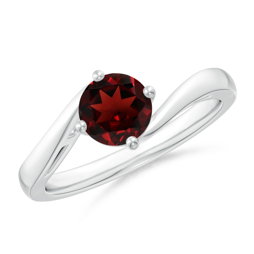 6mm AAA Classic Round Garnet Solitaire Bypass Ring in White Gold