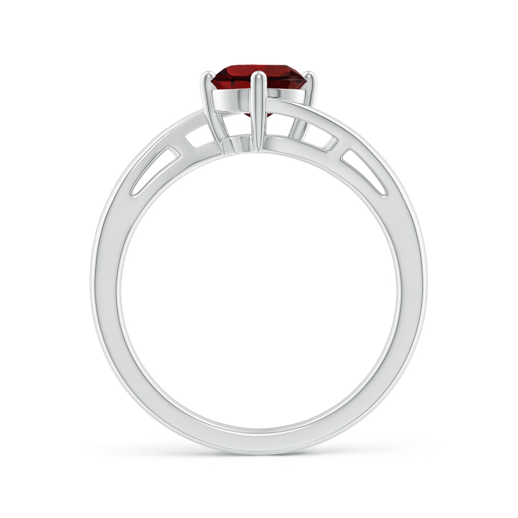 6mm AAA Classic Round Garnet Solitaire Bypass Ring in White Gold - side 199