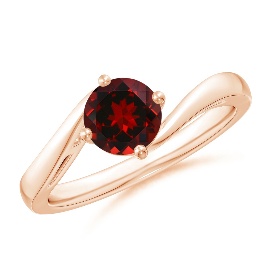 6mm AAAA Classic Round Garnet Solitaire Bypass Ring in Rose Gold 
