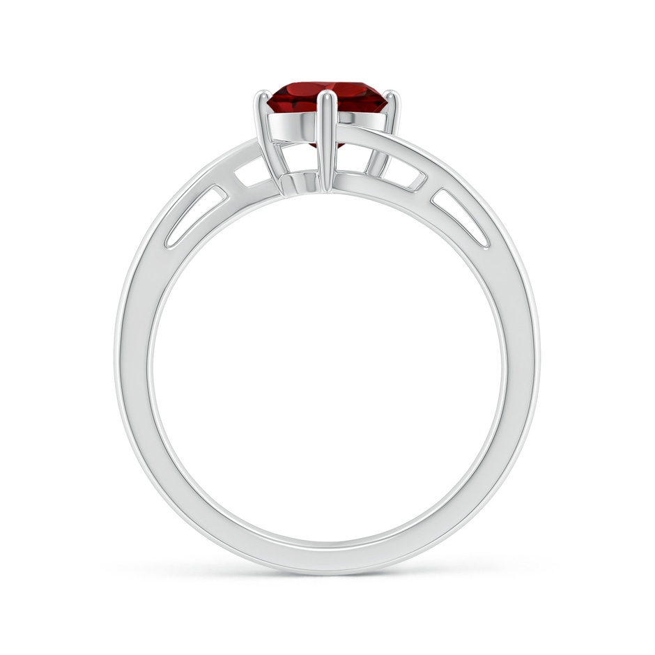 6mm AAAA Classic Round Garnet Solitaire Bypass Ring in White Gold side 199