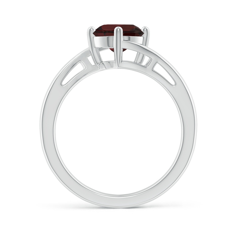 7mm A Classic Round Garnet Solitaire Bypass Ring in 18K White Gold side 199