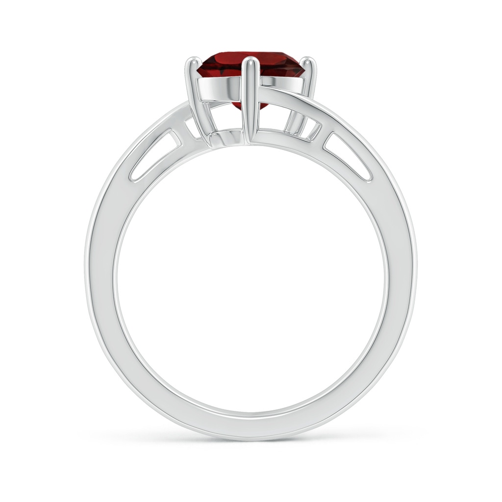 7mm AAA Classic Round Garnet Solitaire Bypass Ring in 18K White Gold - side 199
