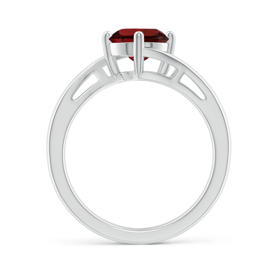 7mm AAA Classic Round Garnet Solitaire Bypass Ring in 18K White Gold side 199