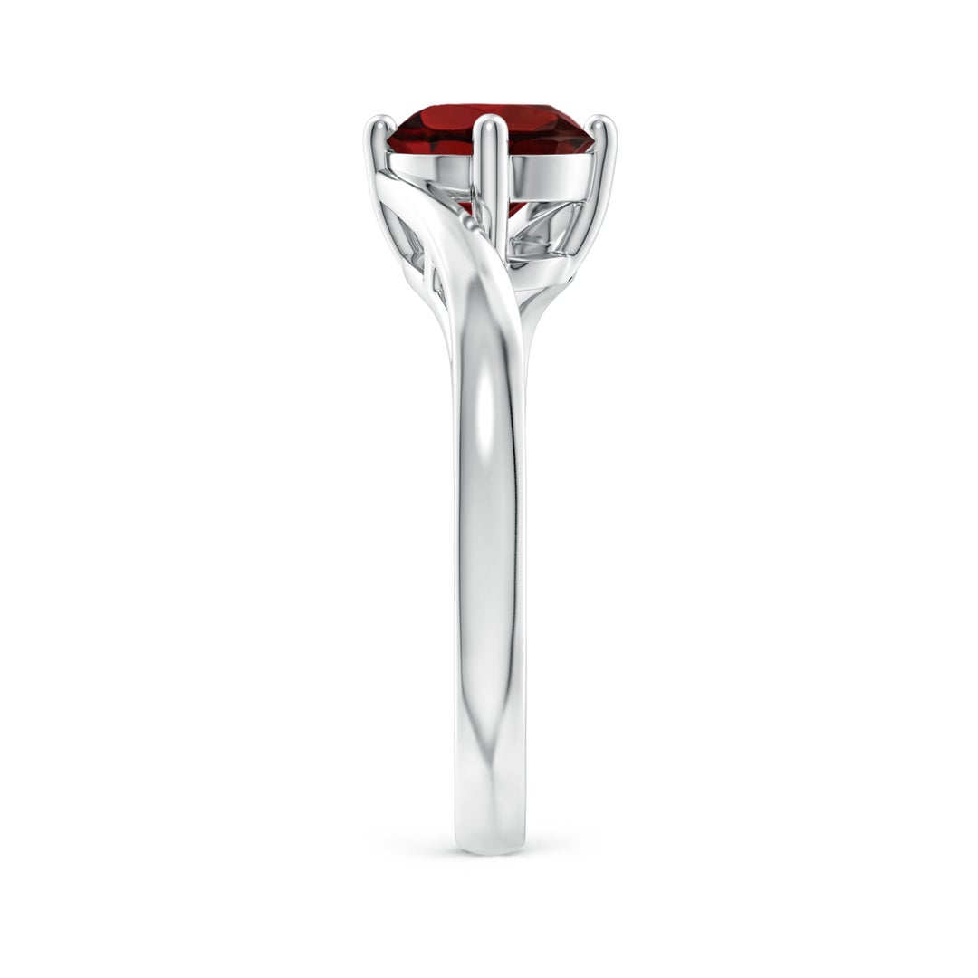 7mm AAA Classic Round Garnet Solitaire Bypass Ring in 18K White Gold - side 3