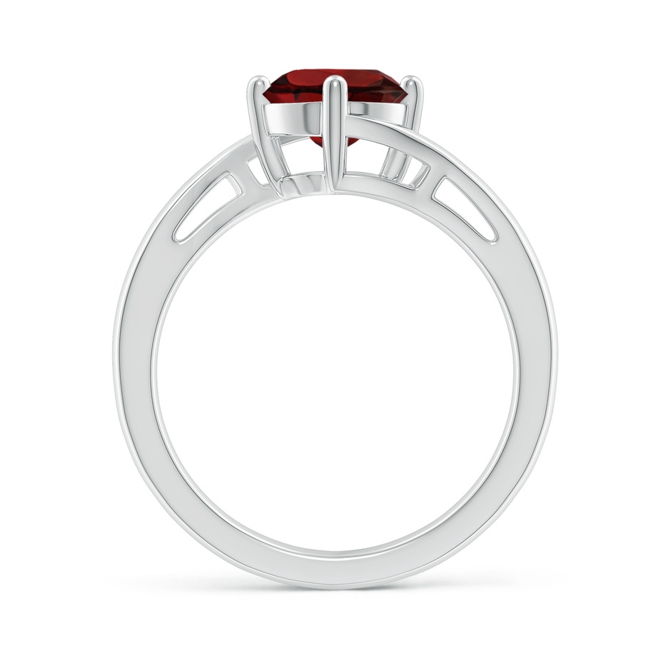 7mm AAA Classic Round Garnet Solitaire Bypass Ring in S999 Silver side 199