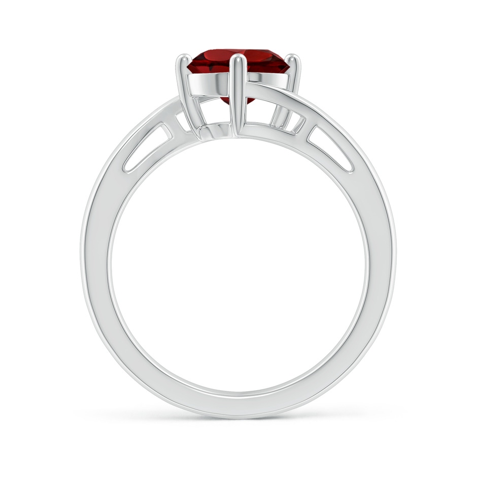 7mm AAAA Classic Round Garnet Solitaire Bypass Ring in 18K White Gold side 199