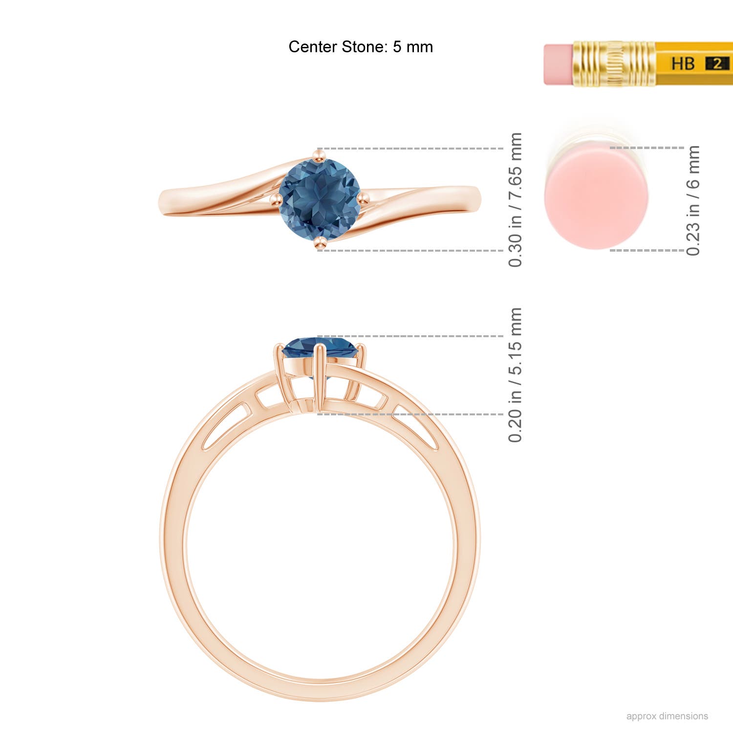 A - London Blue Topaz / 0.6 CT / 14 KT Rose Gold