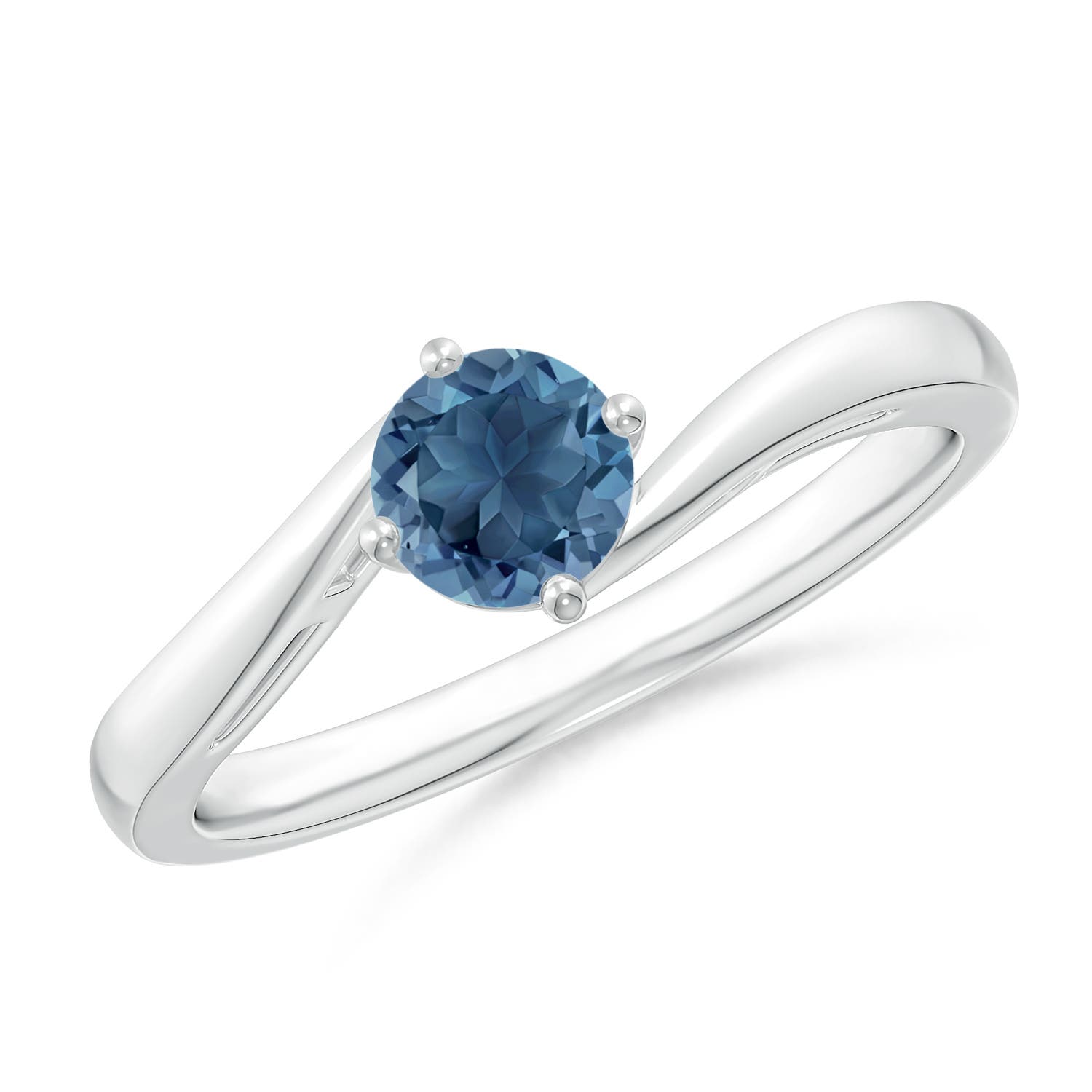 A - London Blue Topaz / 0.6 CT / 14 KT White Gold