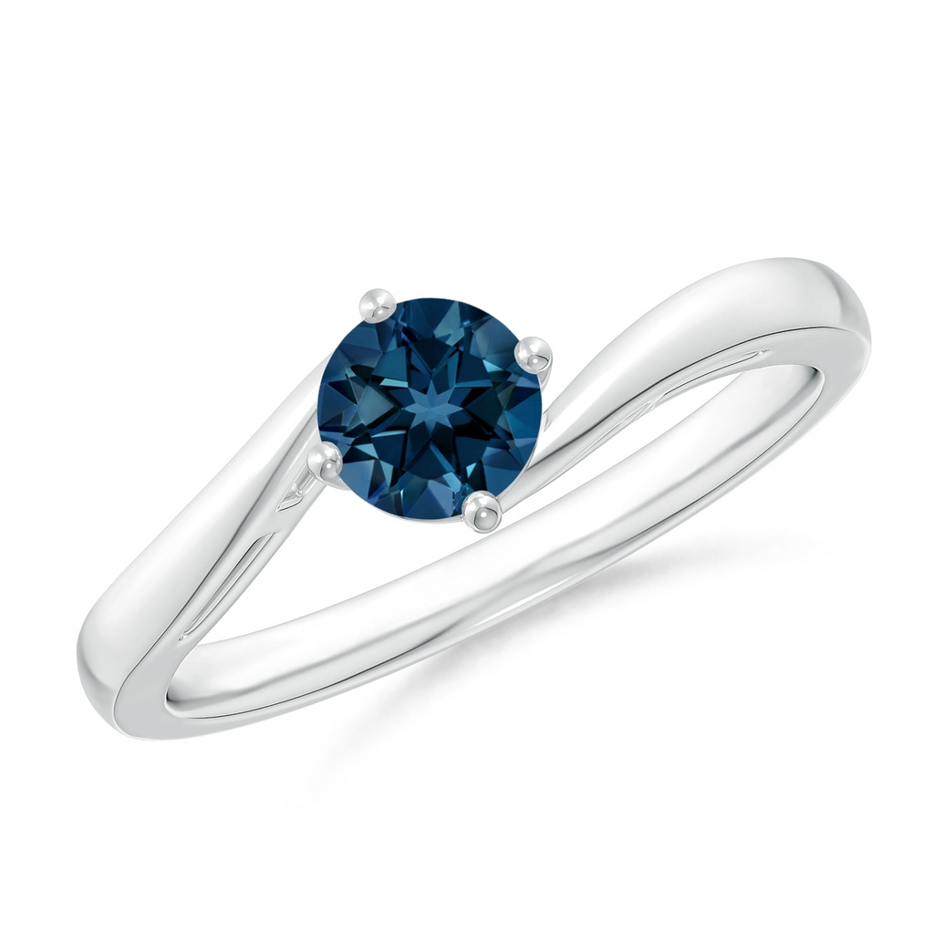 5mm AAAA Classic Round London Blue Topaz Solitaire Bypass Ring in P950 Platinum