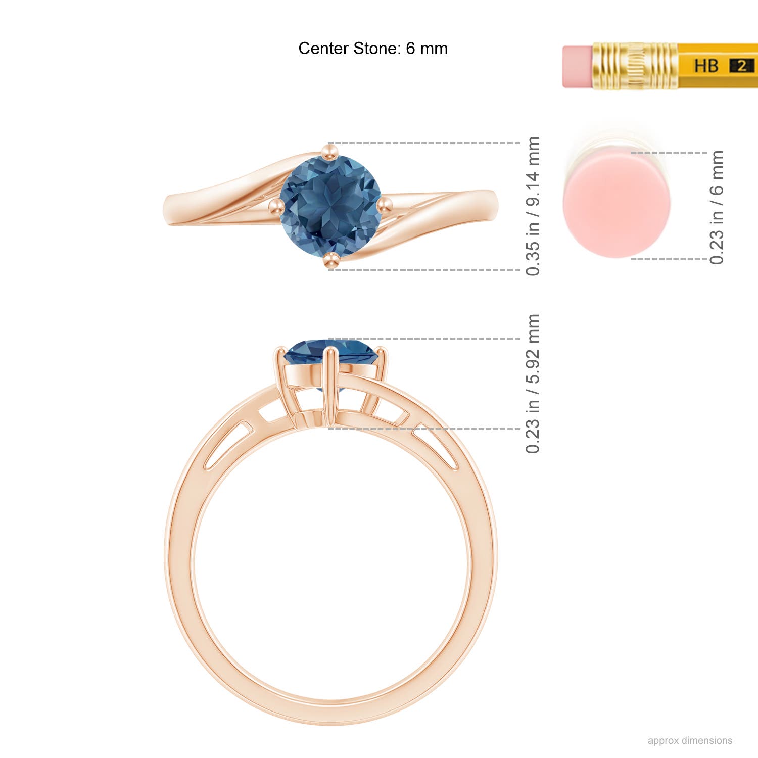 A - London Blue Topaz / 0.95 CT / 14 KT Rose Gold