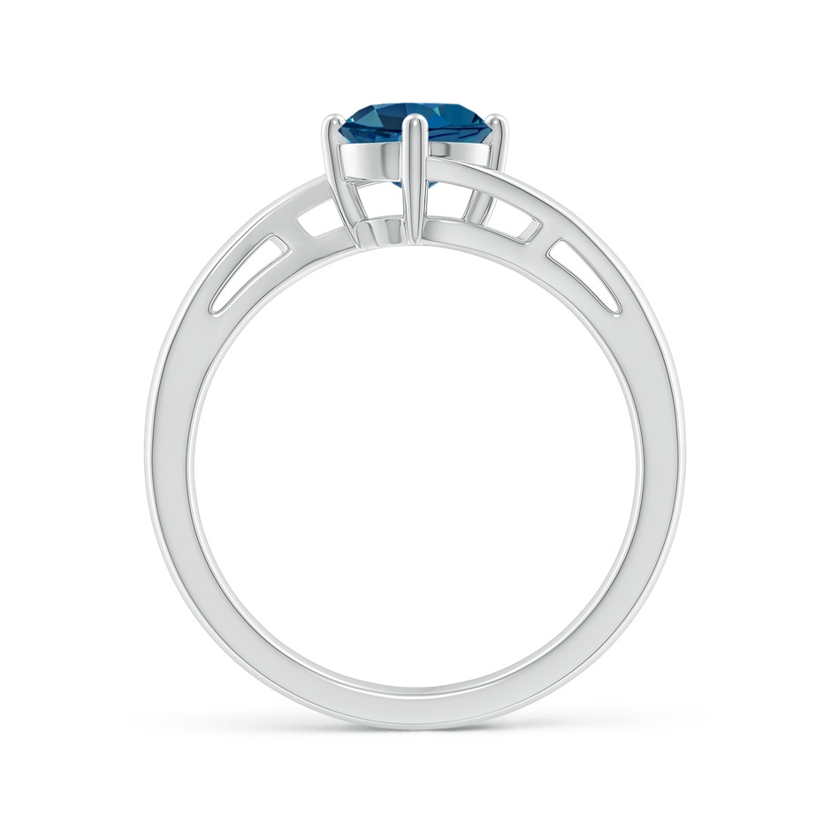 6mm AAA Classic Round London Blue Topaz Solitaire Bypass Ring in White Gold side-1