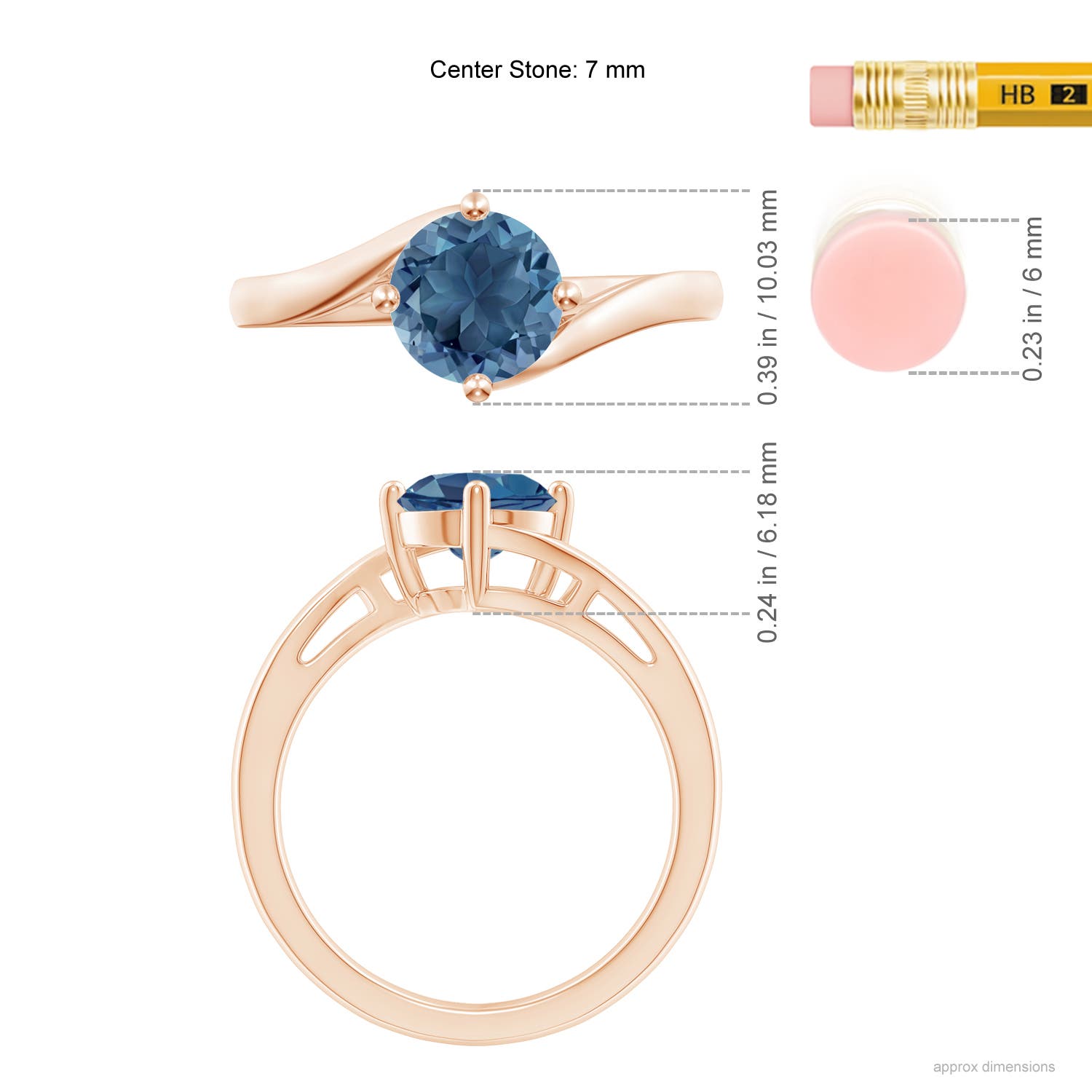 A - London Blue Topaz / 1.55 CT / 14 KT Rose Gold