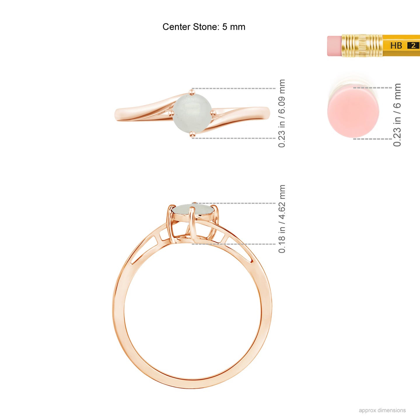 Classic Round Moonstone Solitaire Bypass Ring