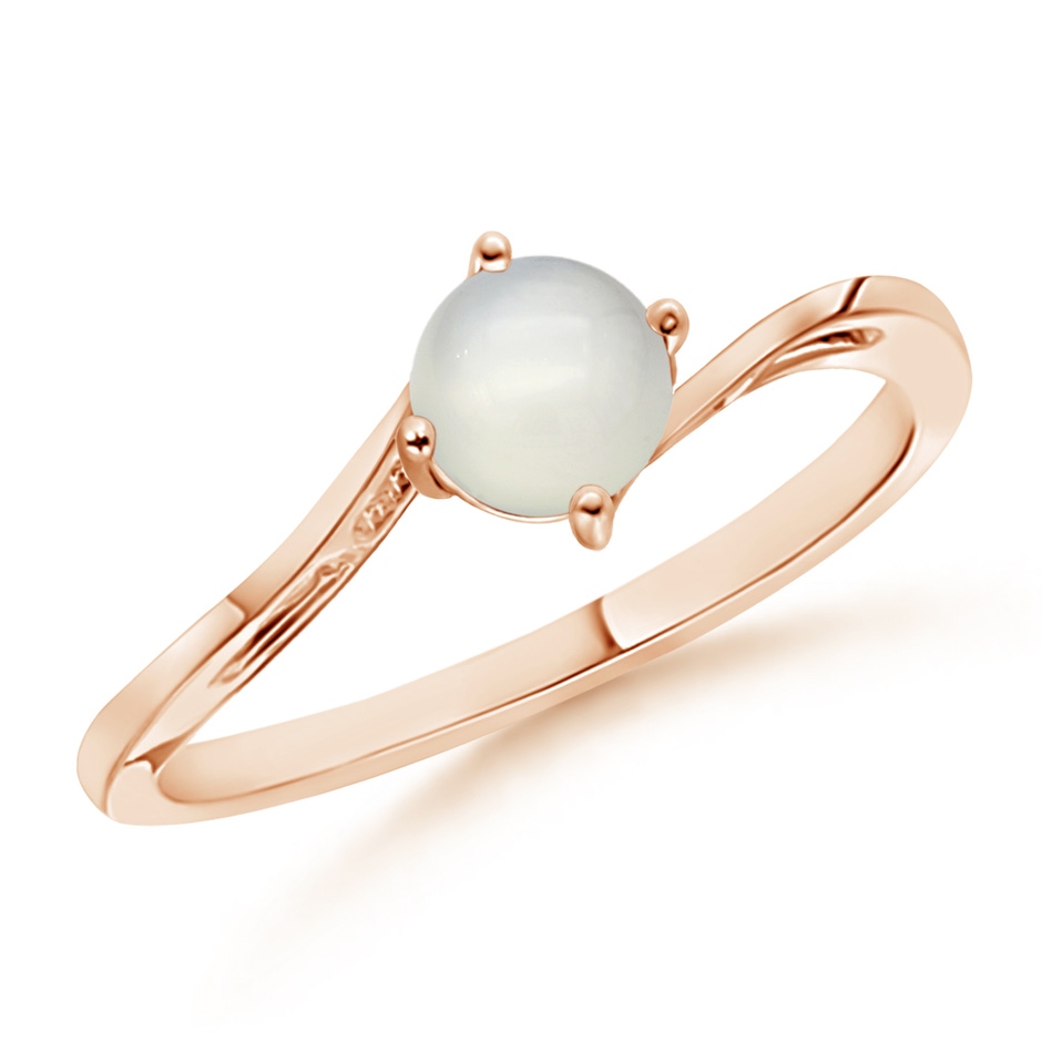 5mm AAA Classic Round Moonstone Solitaire Bypass Ring in Rose Gold 