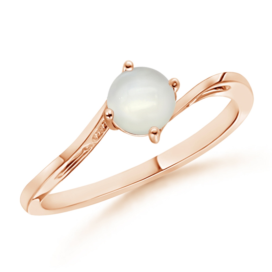 5mm AAAA Classic Round Moonstone Solitaire Bypass Ring in 9K Rose Gold 