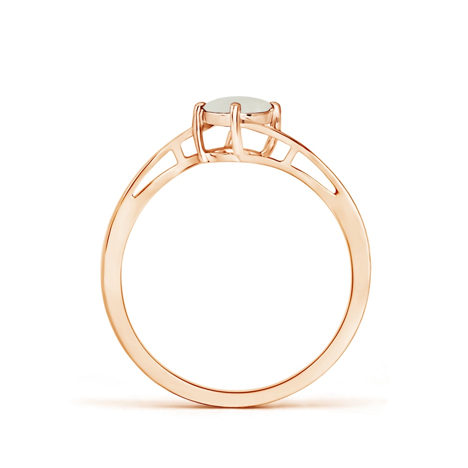 5mm AAAA Classic Round Moonstone Solitaire Bypass Ring in 9K Rose Gold side 1