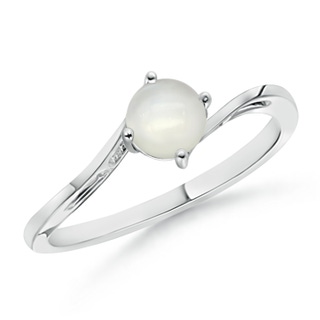 5mm AAAA Classic Round Moonstone Solitaire Bypass Ring in S999 Silver