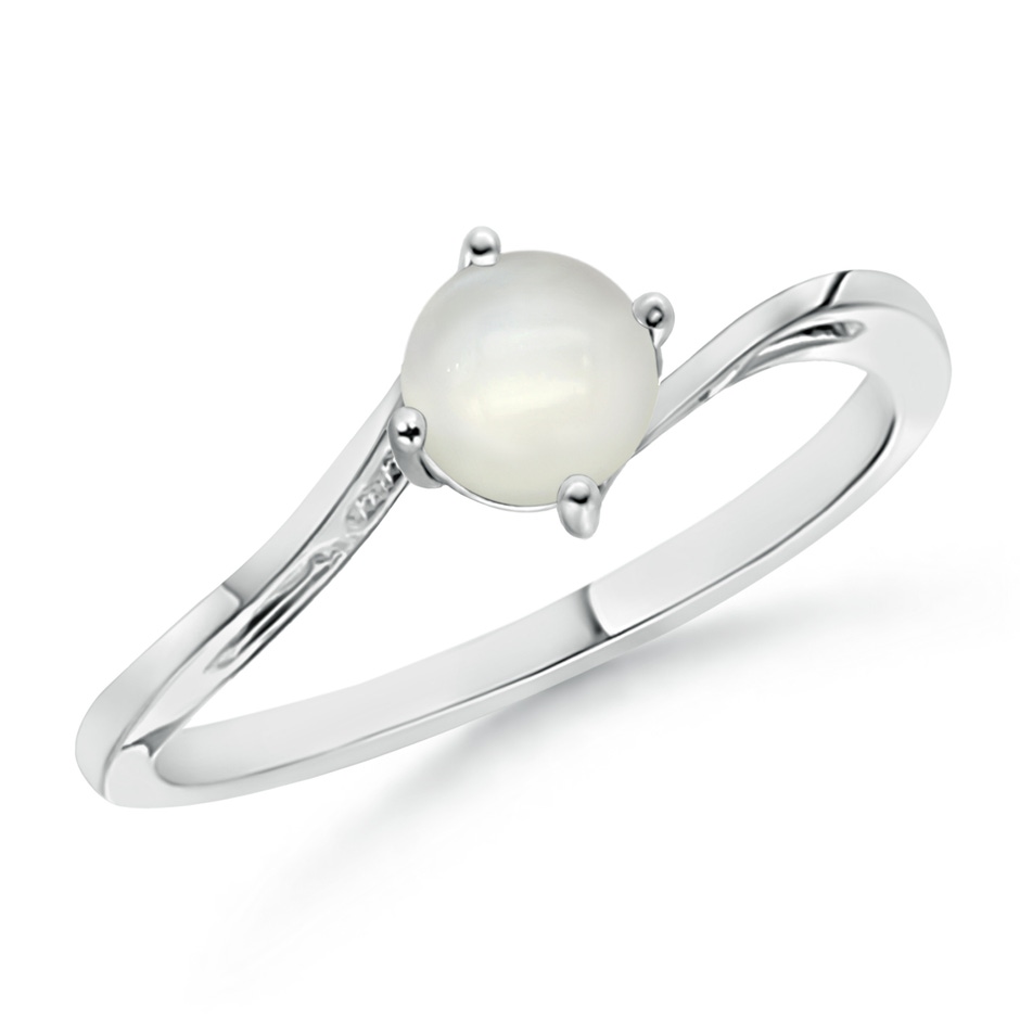5mm AAAA Classic Round Moonstone Solitaire Bypass Ring in White Gold 