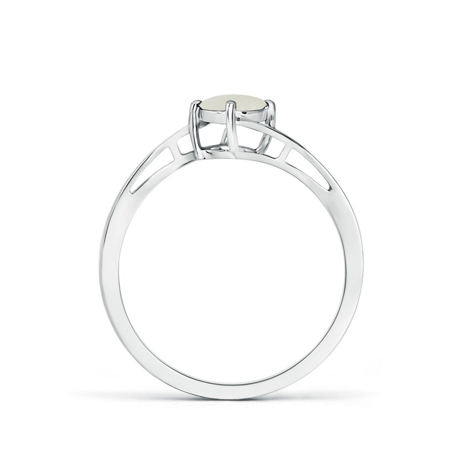 5mm AAAA Classic Round Moonstone Solitaire Bypass Ring in White Gold side 1