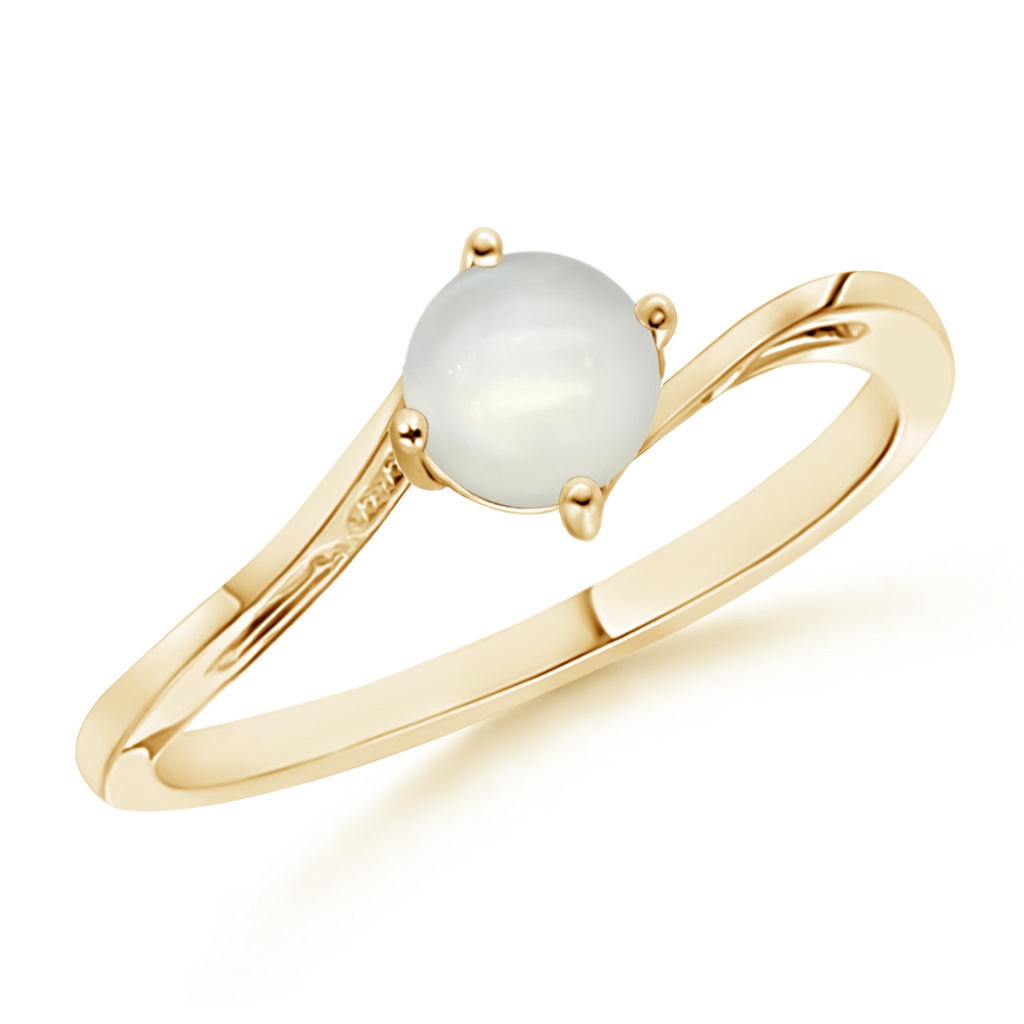 5mm AAAA Classic Round Moonstone Solitaire Bypass Ring in Yellow Gold