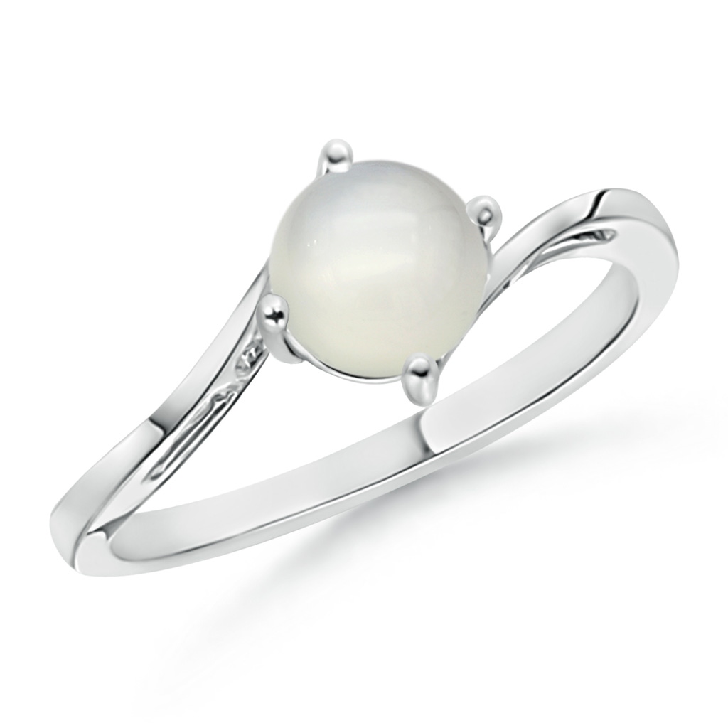 6mm AAA Classic Round Moonstone Solitaire Bypass Ring in White Gold