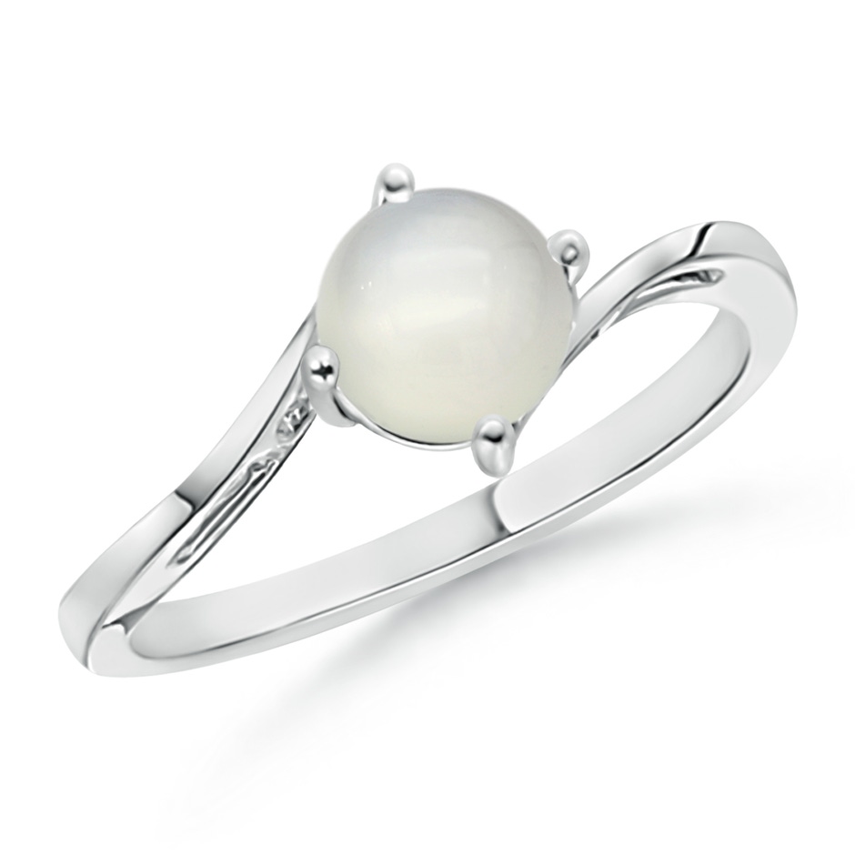 6mm AAA Classic Round Moonstone Solitaire Bypass Ring in White Gold 