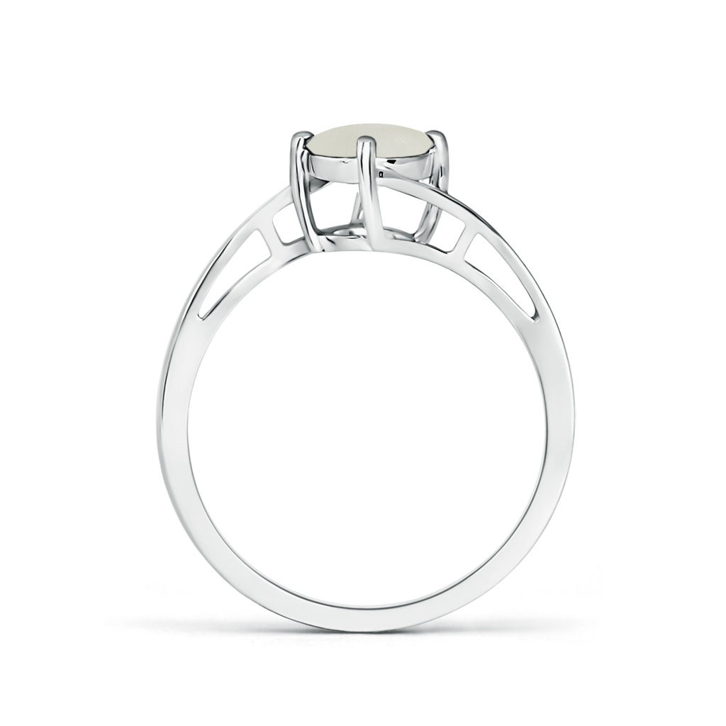 6mm AAA Classic Round Moonstone Solitaire Bypass Ring in White Gold Side 1