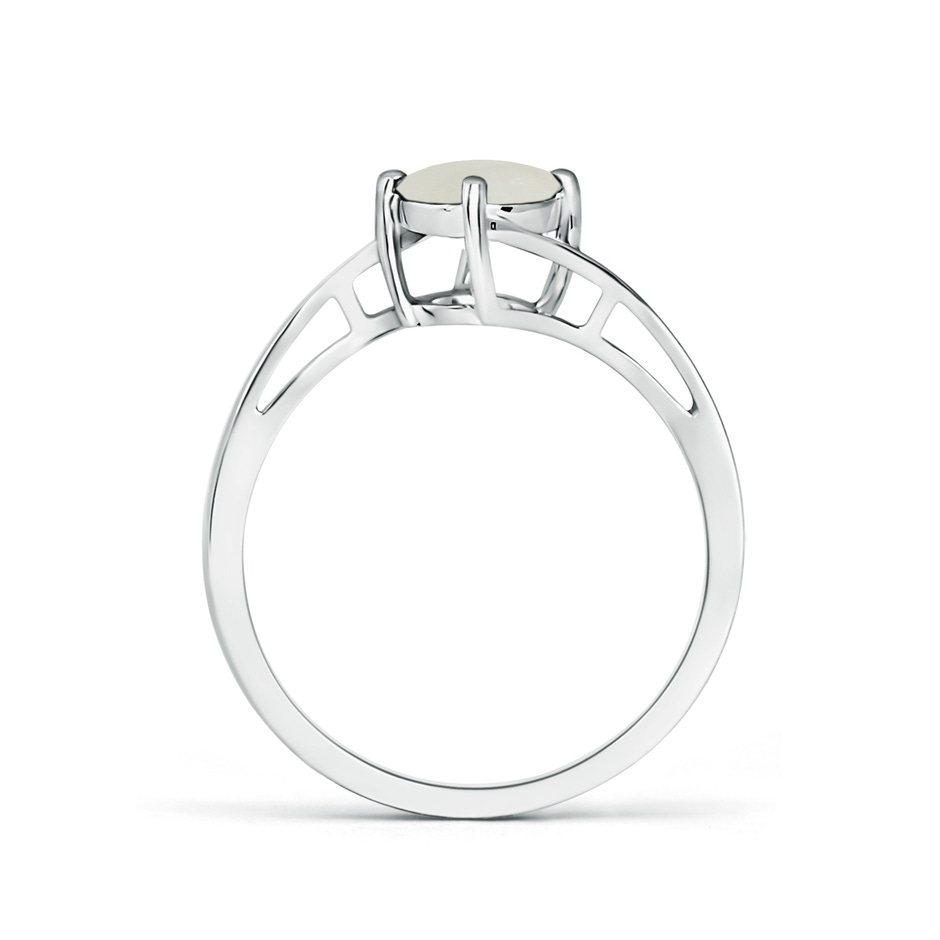 6mm AAA Classic Round Moonstone Solitaire Bypass Ring in White Gold side 1