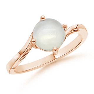 7mm AAAA Classic Round Moonstone Solitaire Bypass Ring in Rose Gold