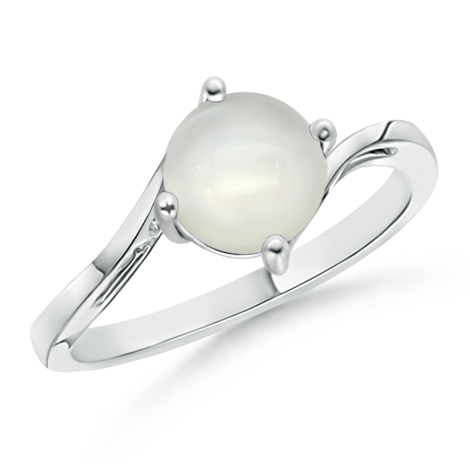 7mm AAAA Classic Round Moonstone Solitaire Bypass Ring in S999 Silver 