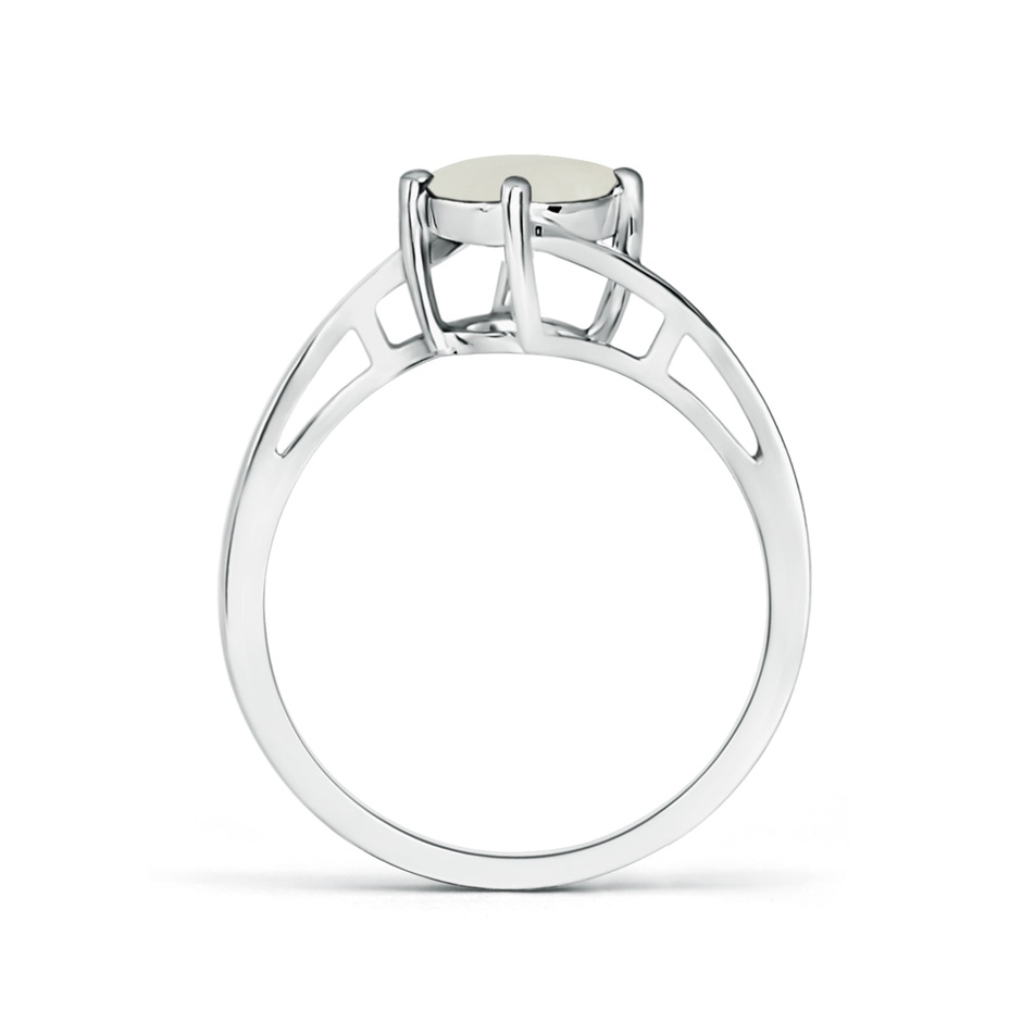 7mm AAAA Classic Round Moonstone Solitaire Bypass Ring in S999 Silver side 1