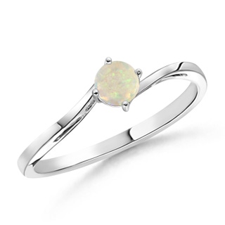 4mm AAA Classic Round Opal Solitaire Bypass Ring in 9K White Gold