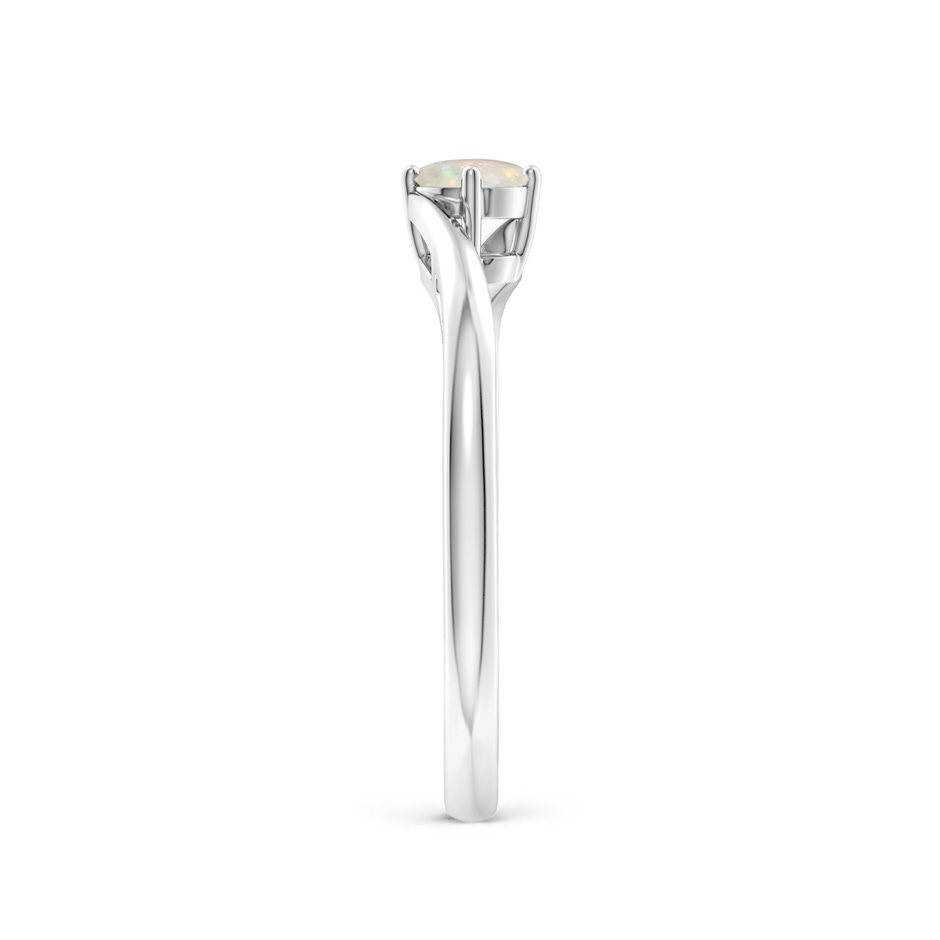 4mm AAA Classic Round Opal Solitaire Bypass Ring in White Gold side-2