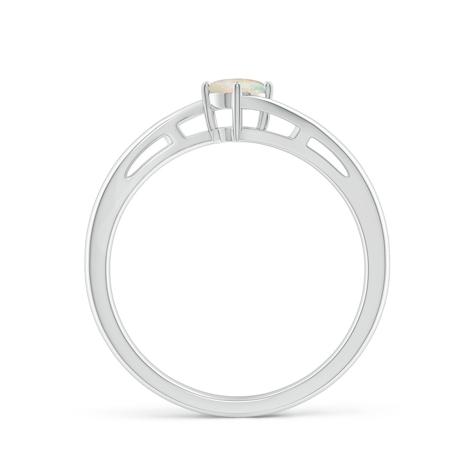 4mm AAAA Classic Round Opal Solitaire Bypass Ring in White Gold side-1