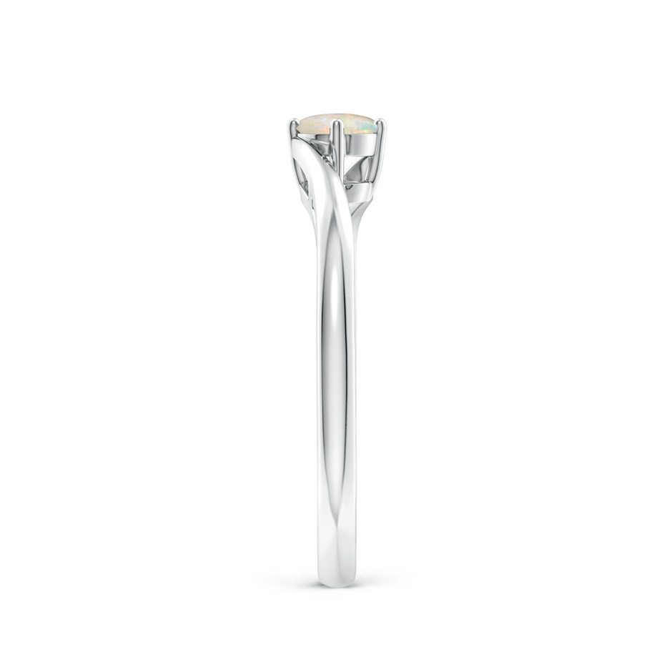 4mm AAAA Classic Round Opal Solitaire Bypass Ring in White Gold side-2