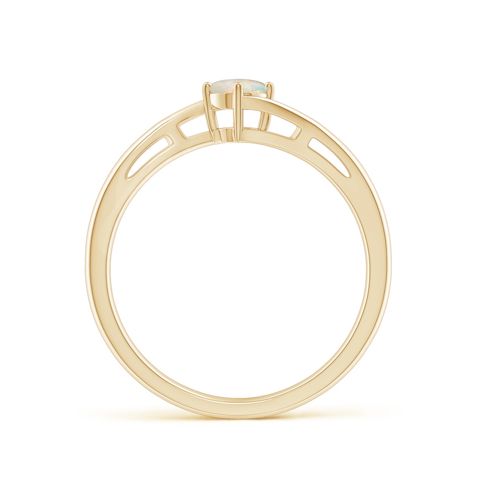 4mm AAAA Classic Round Opal Solitaire Bypass Ring in Yellow Gold side-1