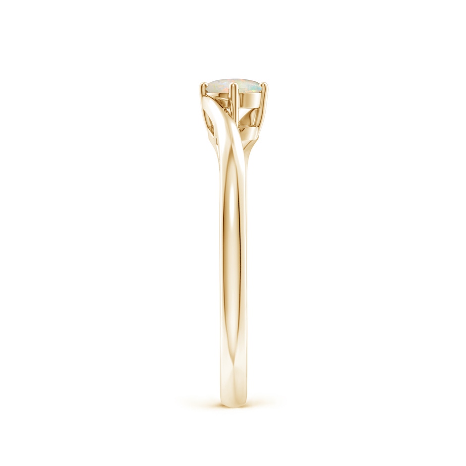 4mm AAAA Classic Round Opal Solitaire Bypass Ring in Yellow Gold side-2