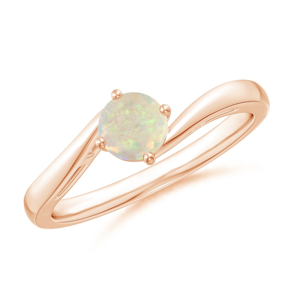 5mm AAA Classic Round Opal Solitaire Bypass Ring in Rose Gold 