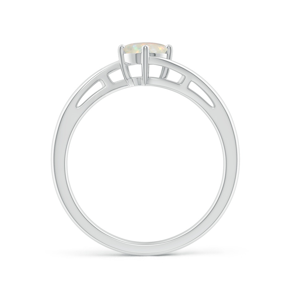 5mm AAA Classic Round Opal Solitaire Bypass Ring in White Gold side-1