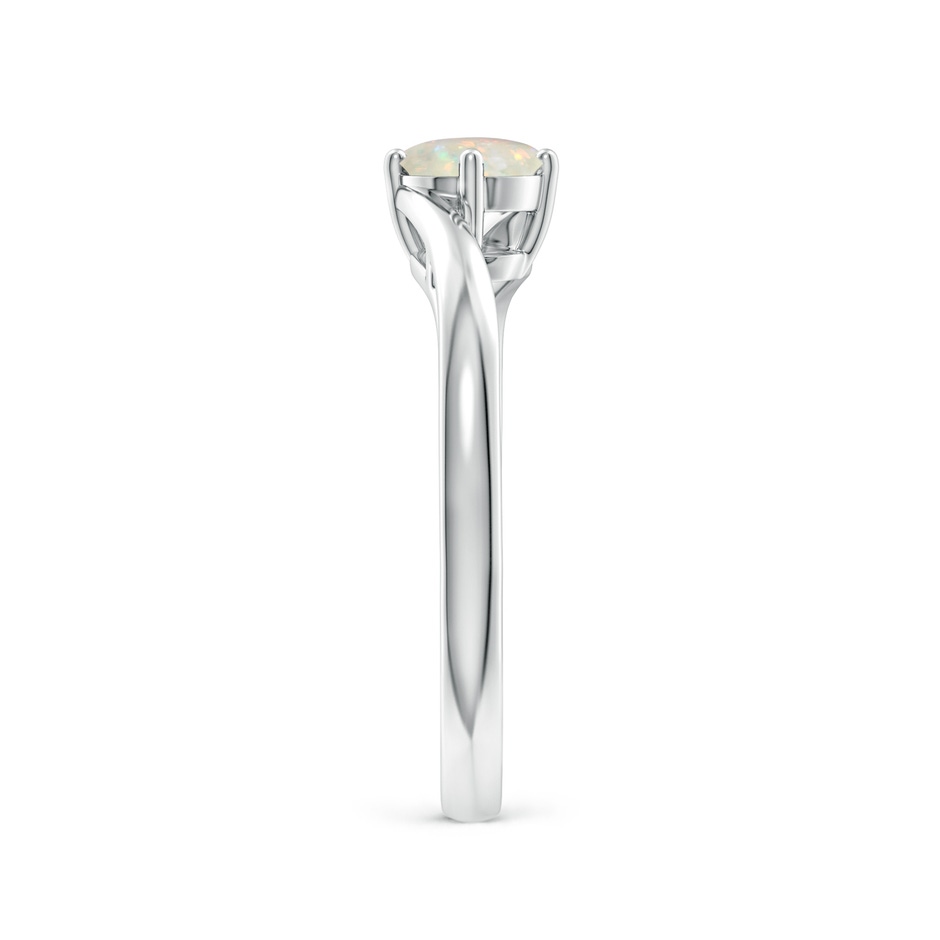 5mm AAA Classic Round Opal Solitaire Bypass Ring in White Gold side-2