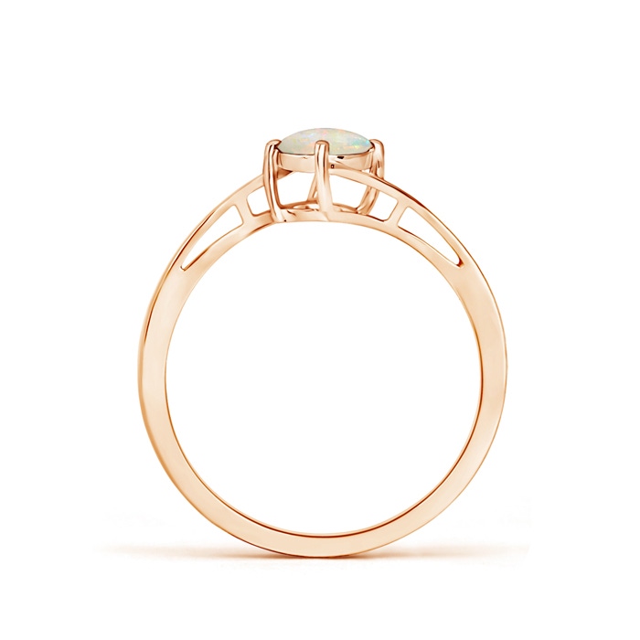 5mm AAAA Classic Round Opal Solitaire Bypass Ring in 10K Rose Gold Product Image