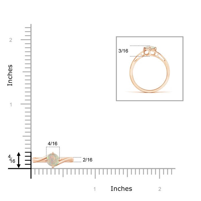 5mm AAAA Classic Round Opal Solitaire Bypass Ring in 10K Rose Gold product image