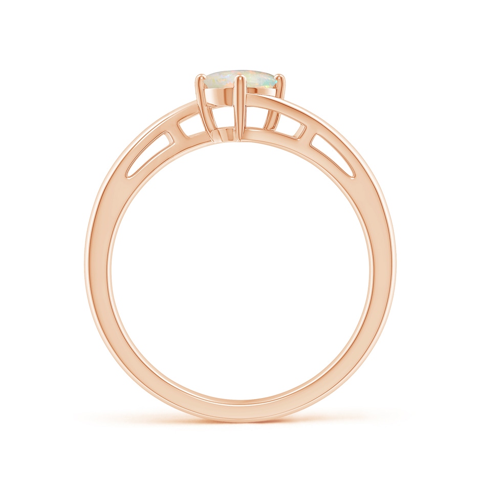 5mm AAAA Classic Round Opal Solitaire Bypass Ring in Rose Gold side-1