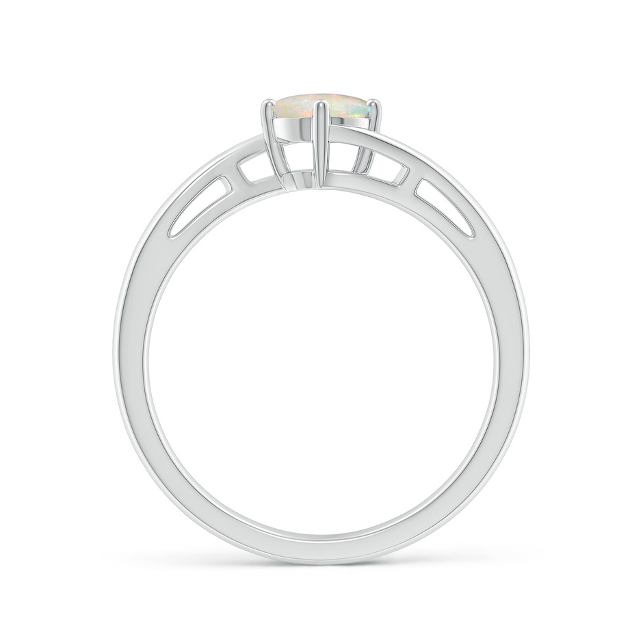 5mm AAAA Classic Round Opal Solitaire Bypass Ring in White Gold side-1