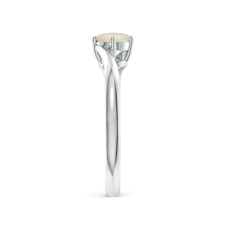 5mm AAAA Classic Round Opal Solitaire Bypass Ring in White Gold side-2